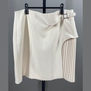 Karen Millen Skirt Womens 12 off white cream pleated straight designer classic
